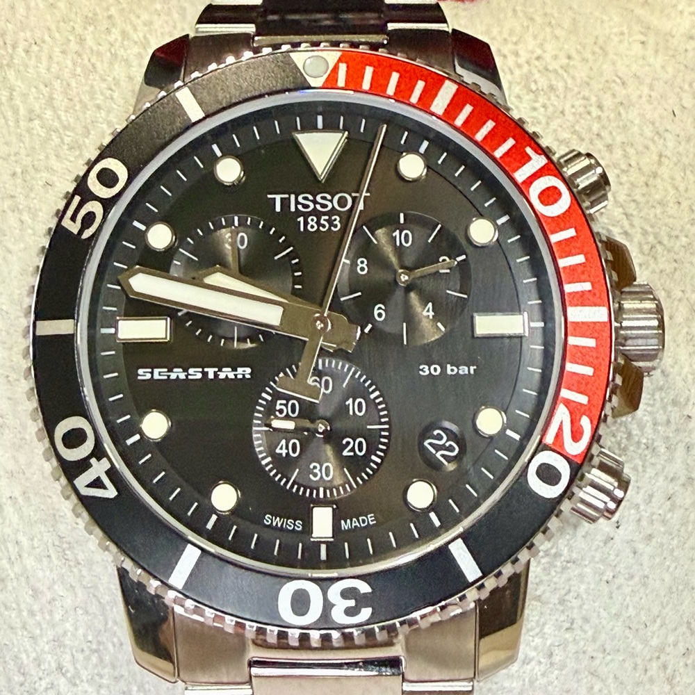 Tissot Seastar Chronograph Date Designer Dive Mens Watch - Picture 2 of 8